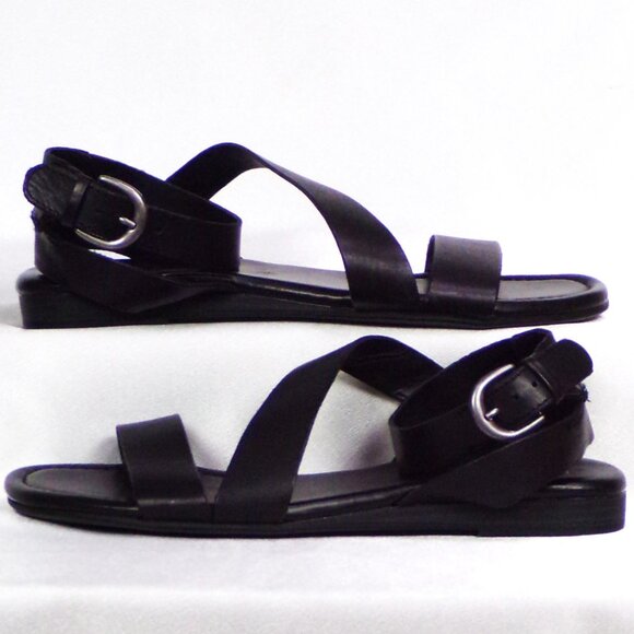 FRANCO SARTO size7M GUSTAR black flat-heel sandals leather uppers bal. synth. - Picture 1 of 16
